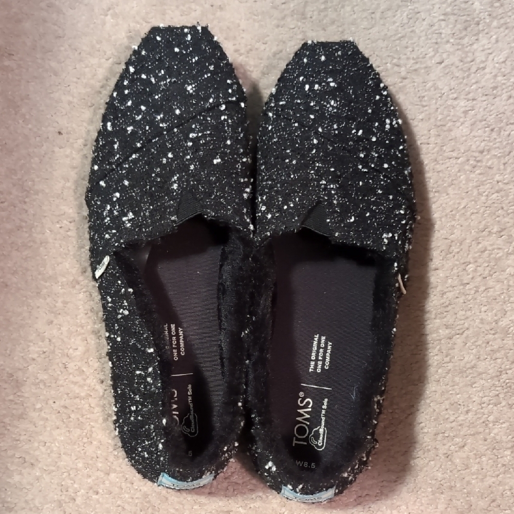 Toms Black and White Tweed Flats